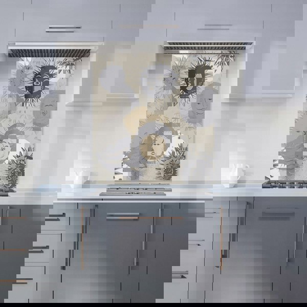 Warren Reed - Designer Grey Black Abstract Moon and Sun Kitchen Splashback