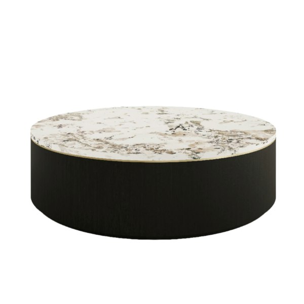 Ouro Luxury Round Natural Stone Top & Antique Brass Coffee Table