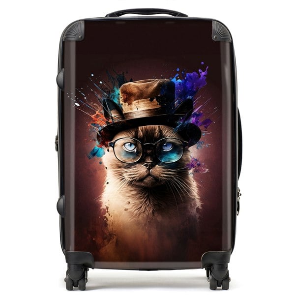 Warren Reed Siamese Cat Face Splashart Suitcase