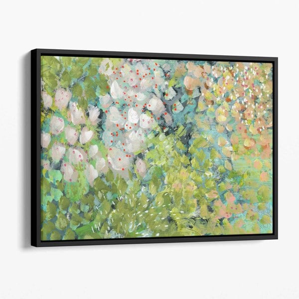 Artze Wall Art Abstract Green Floral Art Canvas Print