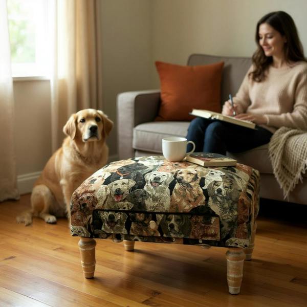 DOGS FOOTSTOOL WITH DRAWER