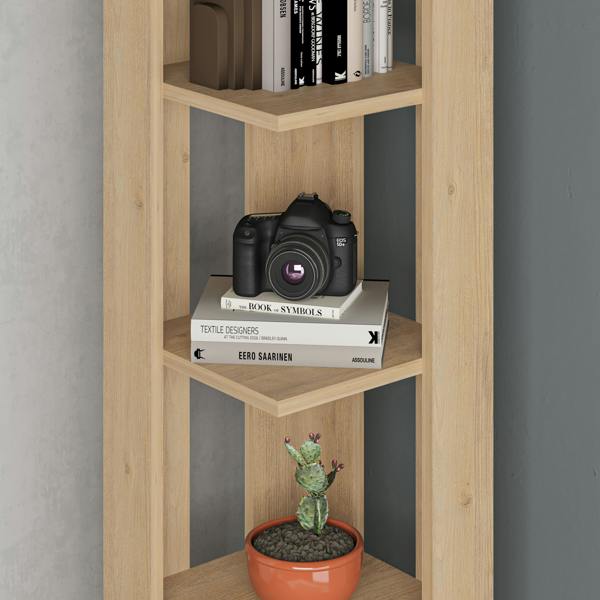 Decortie Nati Tall Corner Bookcase Modern Shelving Unit Space-Saving Storage 161cm