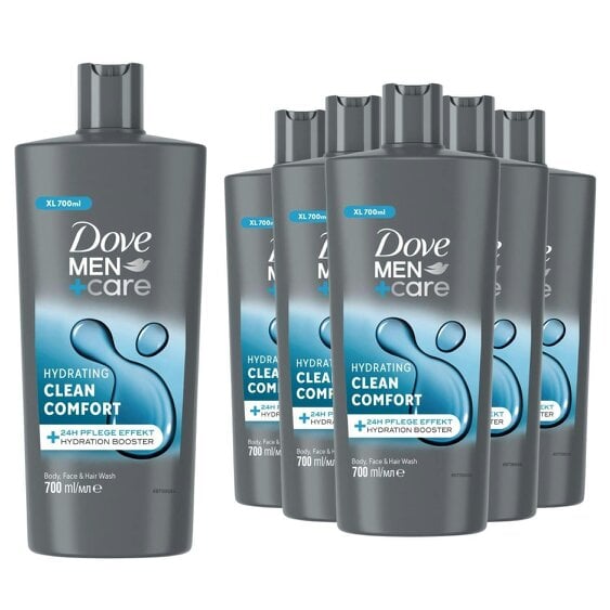 Dove Men+Care Hydrating Clean Comfort 3-in-1 Hair, Face and Body Wash 6x700 ml