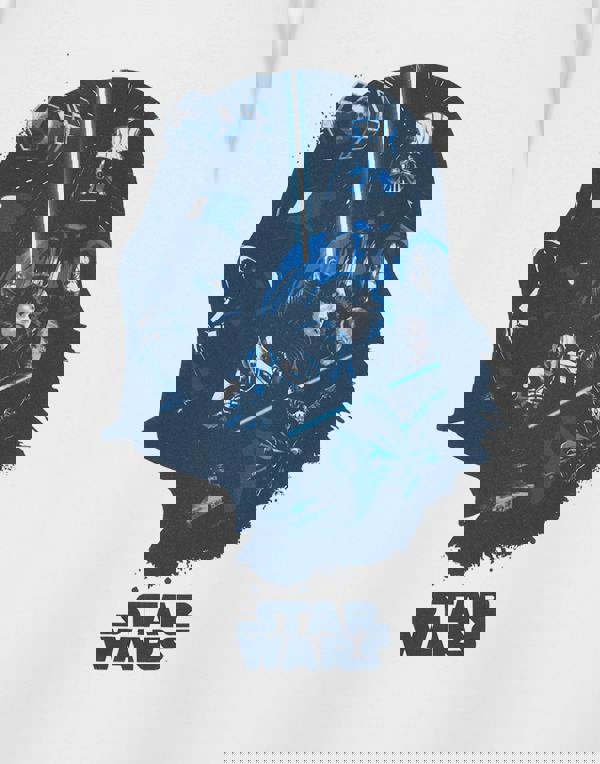 Star Wars Mens White Darth Vader Head Short Sleeved T-Shirt