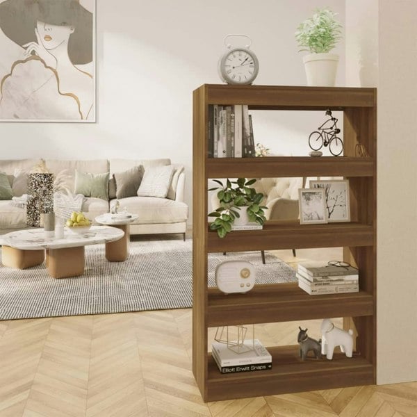 Berkfield Book Cabinet/Room Divider Brown Oak 80x30x135 cm Engineered Wood