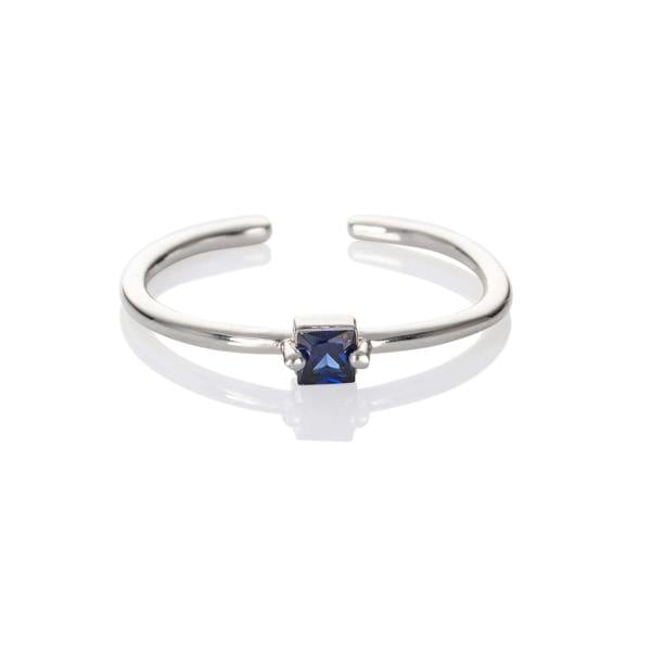 Adjustable Blue Ring for Women with a Square Zirconia Stone - namana.london
