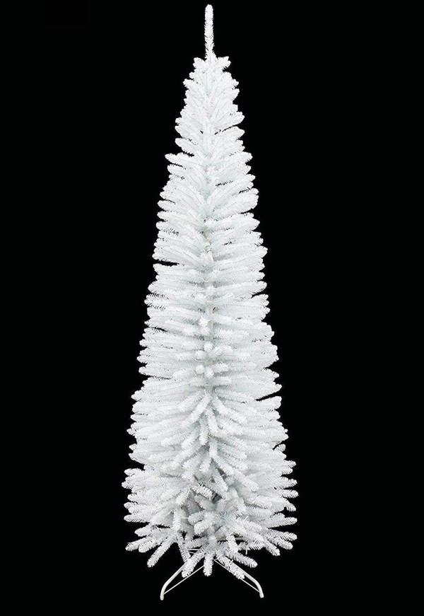 4ft to 8ft White Artificial Flocked Slim Pencil Christmas Tree with Metal Stand image 9