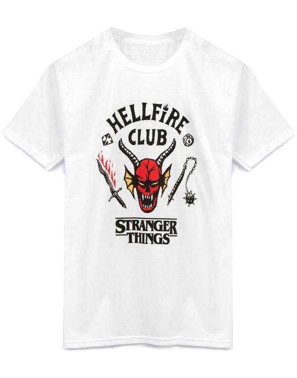Stranger Things Unisex Kids White Hellfire Club Logo Print Short Sleeved T-Shirt