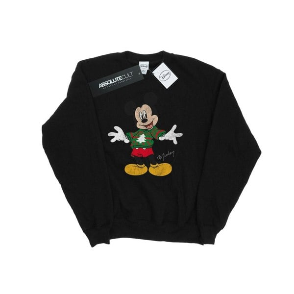 Disney Boys Mickey Mouse Christmas Jumper Sweatshirt - Black