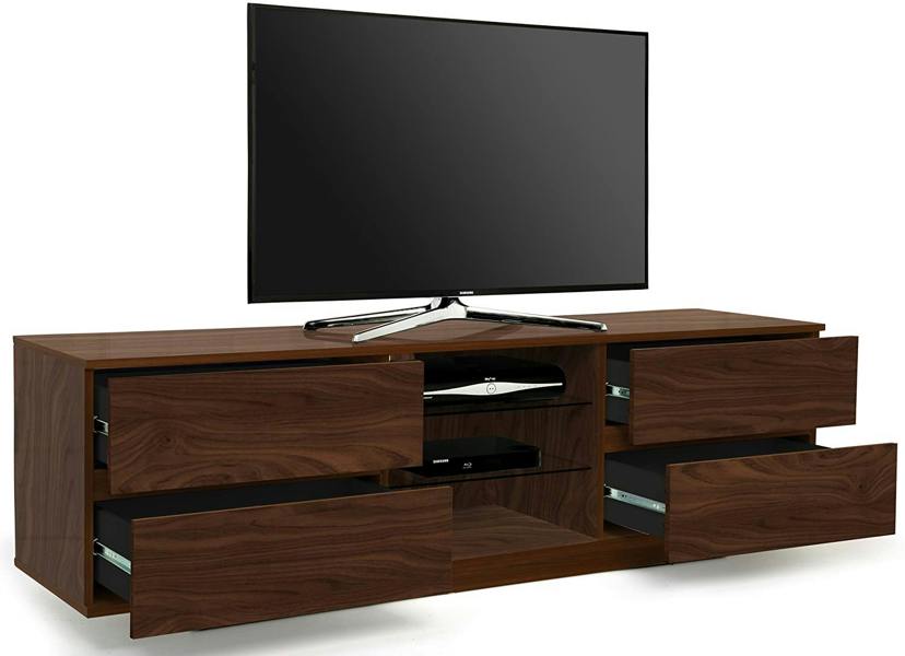 Centurion Supports AVITUS Walnut with 4-Walnut Drawers for 32"-65" LED/OLED/LCD TV Cabinet - FULLY ASSEMBLED