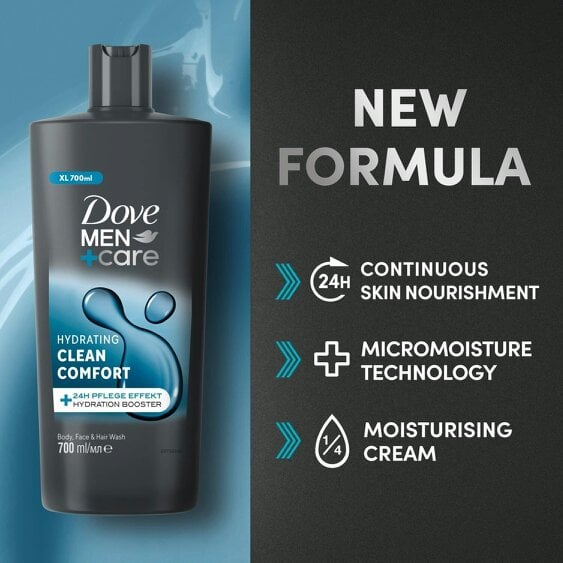 Dove Men+Care Hydrating Clean Comfort 3in1 Hair, Face and Body Wash 3x700 ml