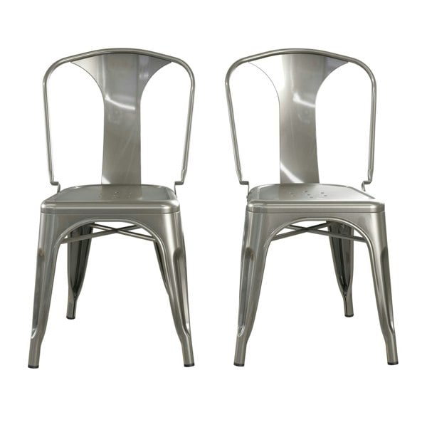 Dorel Home Finn metal dining chair in gun metal grey - 2 pieces