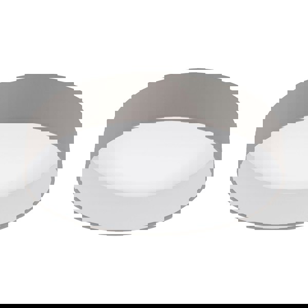 Flush Ceiling Light Colour White Shade Taupe Fabric Bulb LED 18W Included Loops