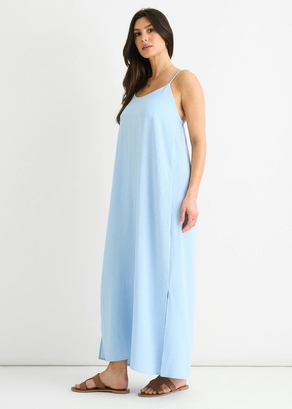 Gini London Blue Strappy Cross Back Airflow Oversized dress