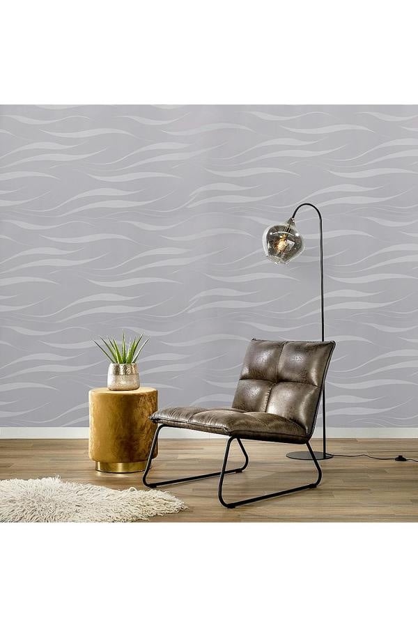 Silver Grey 3D Curved Strip Prepasted Wallpaper