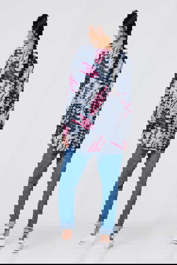 Grey | Geo Print Long Sleeve Tunic Top
