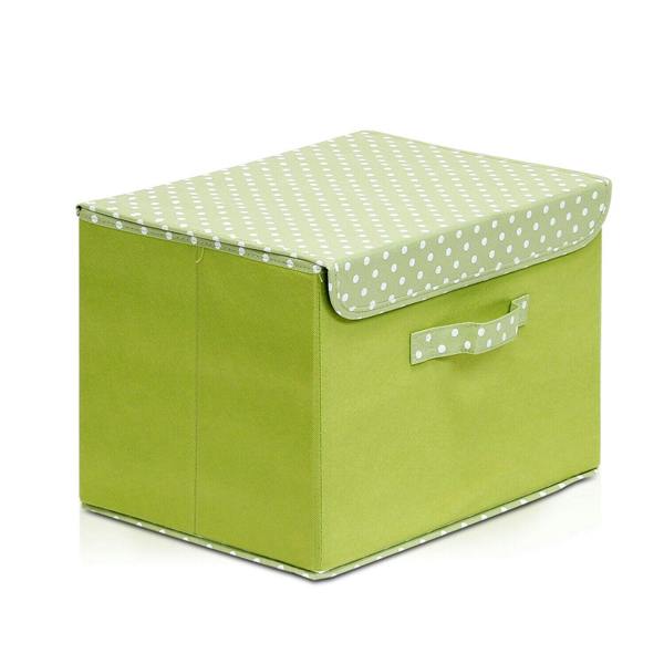 WALPLUS Aalto Non-Woven Fabric Soft Storage Organizer with Lid, Green | Premium Home Interior Decoration