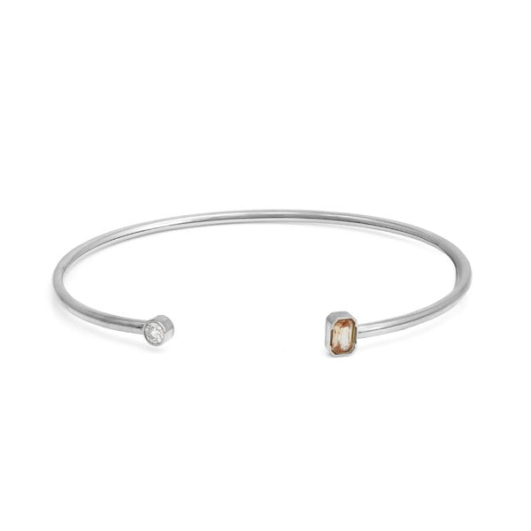 Say It With November Topaz Birthstone Bangle - Silver Plated