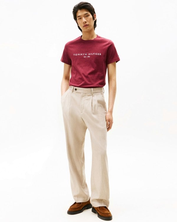 Tommy Hilfiger Tommy Logo Basic Mens T-Shirt - Deep Rouge Heather