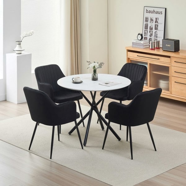 Indoor Living Seattle Dining Table with 4 Charlotte Velvet Chairs