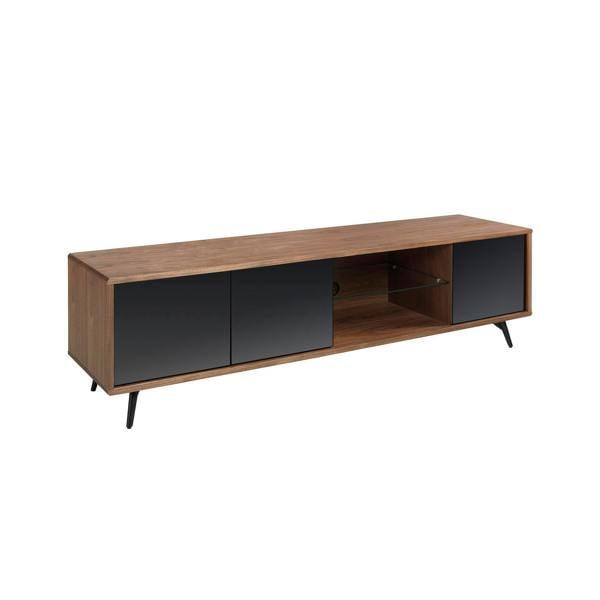 Angel Cerdá Mirror Effect Black Glass, Walnut and Black Steel TV Unit 3223