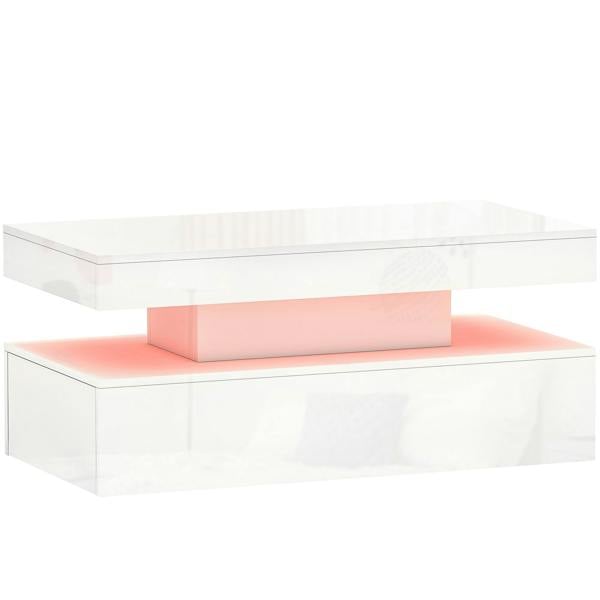 Wyld Haus Lomoyo cm High Gloss White LED Coffee Table With Integrated Storage