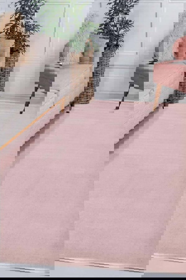 Solid Design Living Room Rug in Pink | Durable & Stylish |
