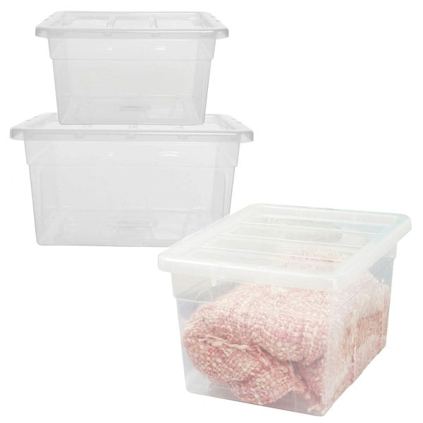 1 x Home Office Clear 96 Litre Transparent Plastic Storage Container With Lid