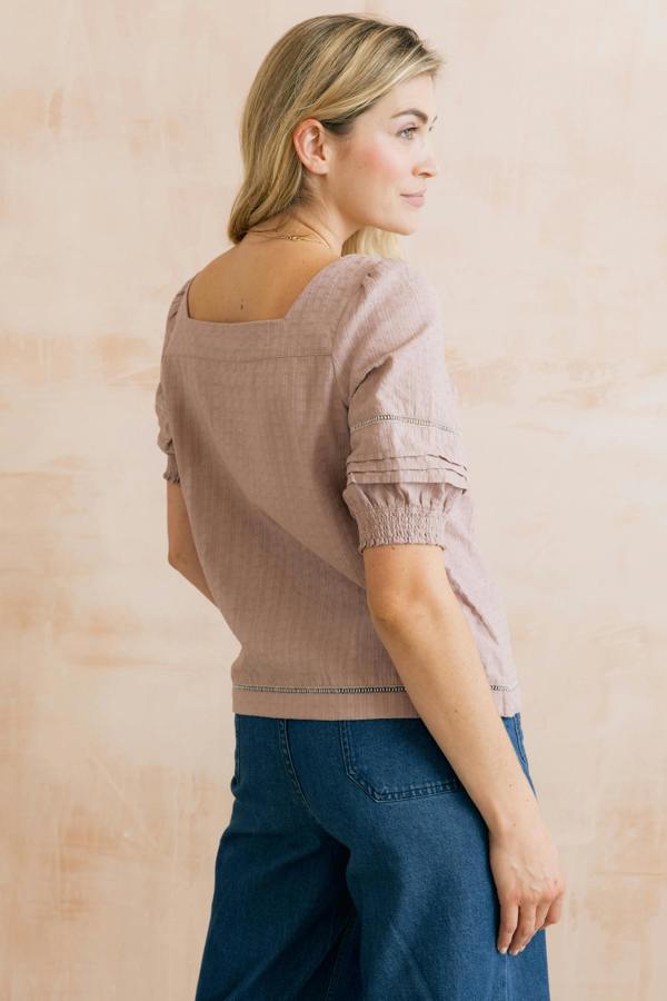 Lily & Me Poppy Plain Cotton Blouse Soft Pink
