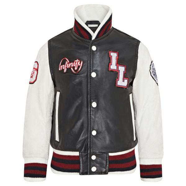 Infinity Leather Kids Letterman Leather Varsity College Bomber Jacket 3-13 yrs