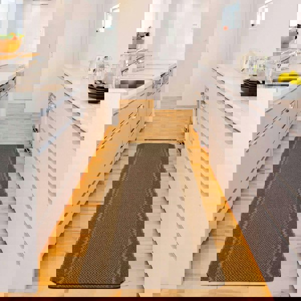 Machine Washable Design Mats: Bordered Line Brown | The Rugs