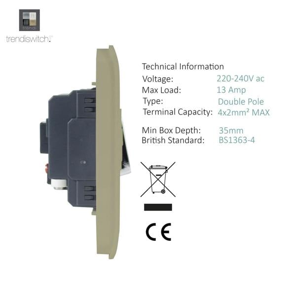 Trendi Switch 13 Amp Fused Spur with Flex Outlet in Champagne Gold