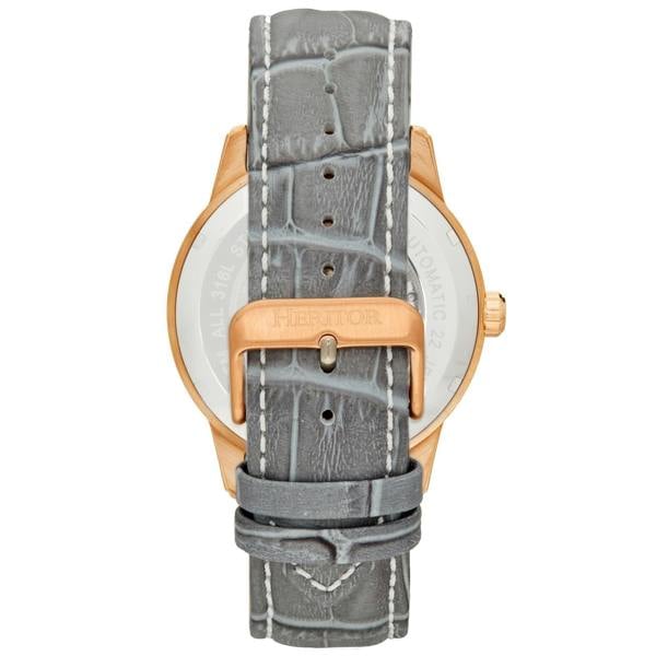 Heritor Automatic Davies Semi-Skeleton Leather-Band Watch - Rose Gold/Gray - HERHS2505