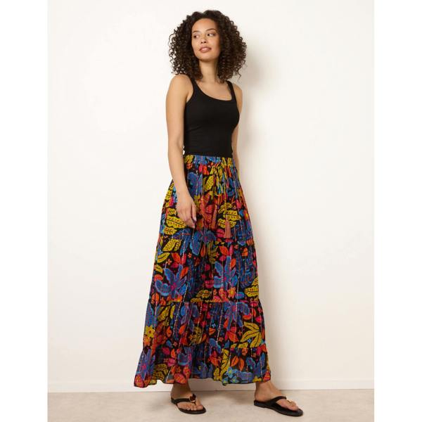 Blue Vanilla Tiered Bright Maxi Skirt