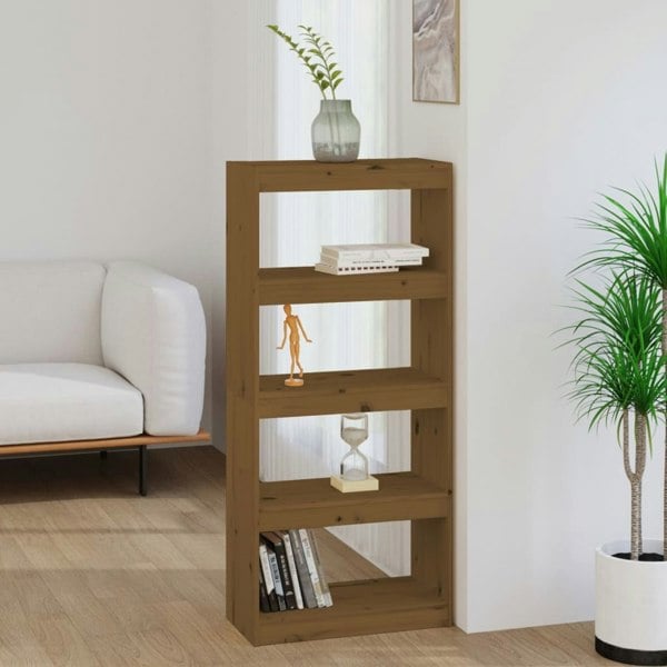 Berkfield Book Cabinet/Room Divider Honey Brown 60x30x135.5 cm Wood Pine
