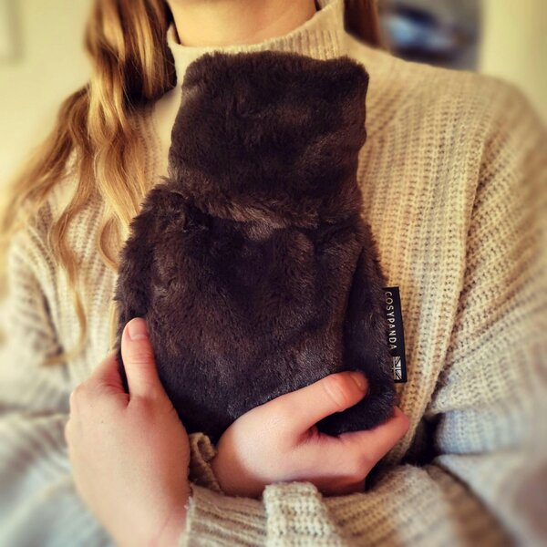 CosyPanda Mini Dark Chocolate Faux Fur Hot Water Bottle