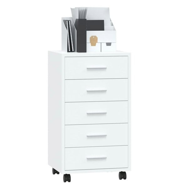 Berkfield Drawer Cabinet with Castors High Gloss White Engineered Wood