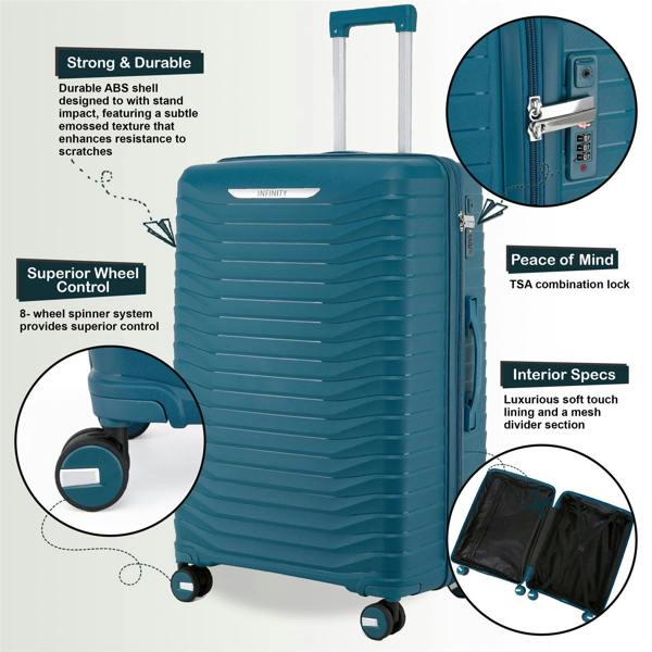 Infinity Luggage Hard Shell Suitcase Cabin TSA Luggage Travel Set