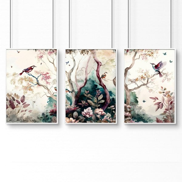 3 set of wall art | chinoiserie prints for living rooms