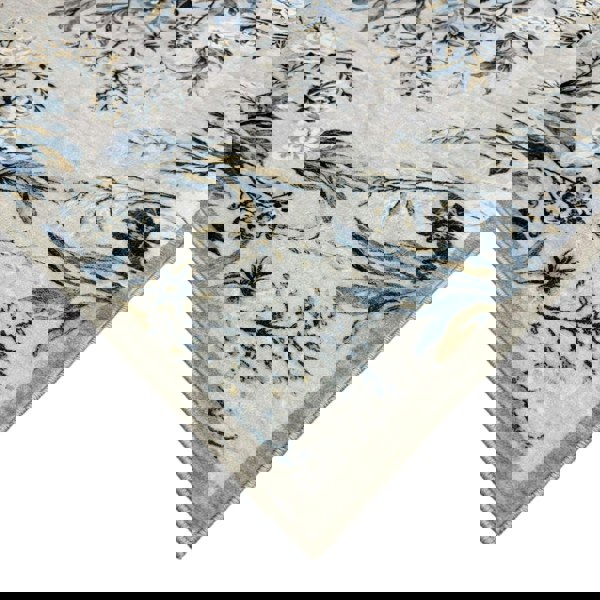 The Rugs Classical Winter Bloom Rug - Cream & Blue Floral