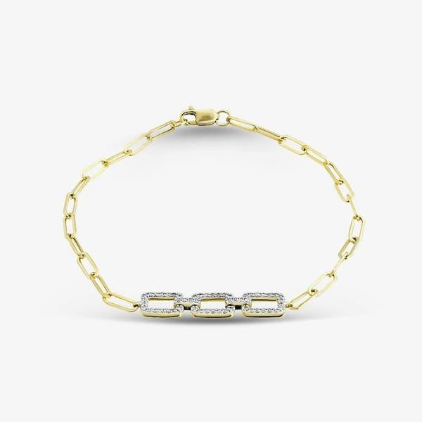 T. H. Baker 9ct Yellow Gold 0.25ct Diamond Triple Rectangle Bracelet THB46670-25 (YG)