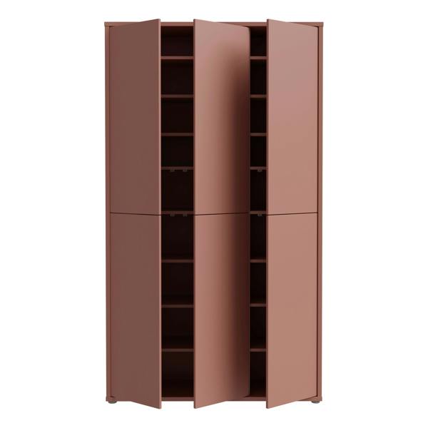 Furniture To Go Alice Springs Tall Shoe Cabinet with 6 Doors Push-to-Open in Terracotta
