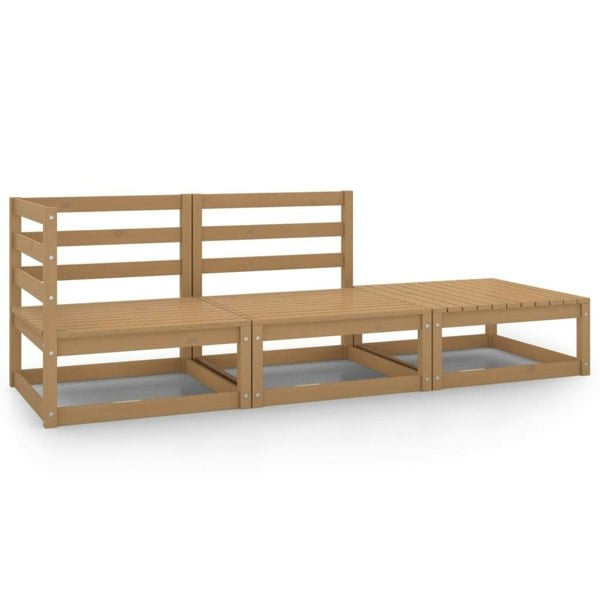 Berkfield 3 Piece Garden Lounge Set Honey Brown Solid Pinewood