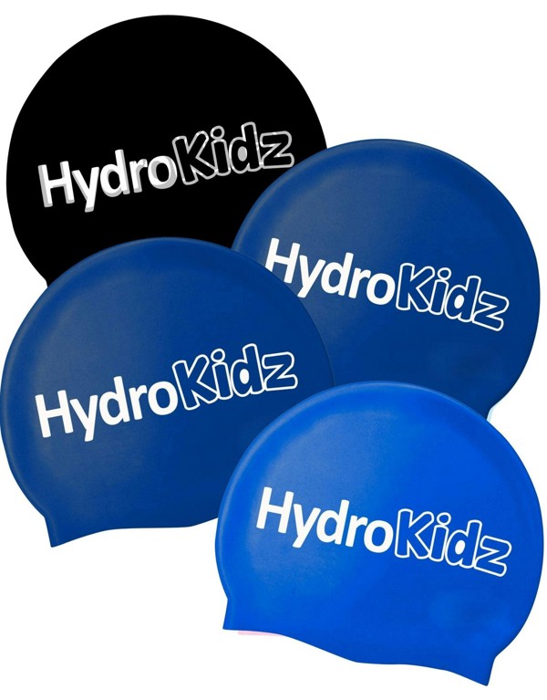 HydroKidz Children's Silicone Swim Cap Sets - Set of 4 - The Navy Set