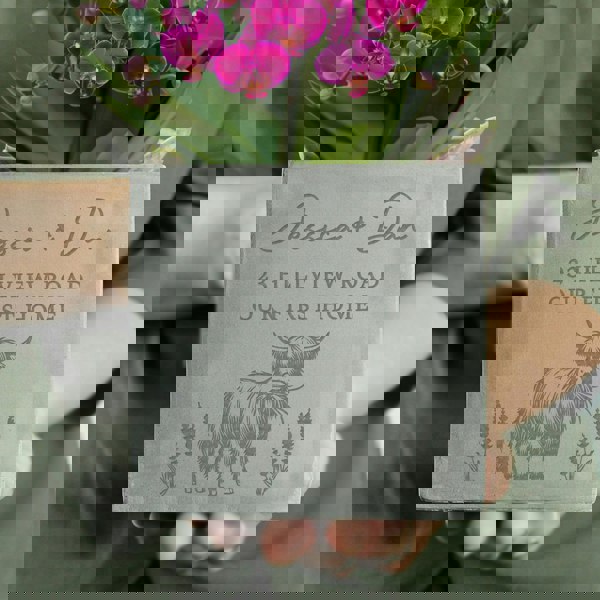 Personalised Memento Company Personalised Highland Cow Concrete Plant Pot