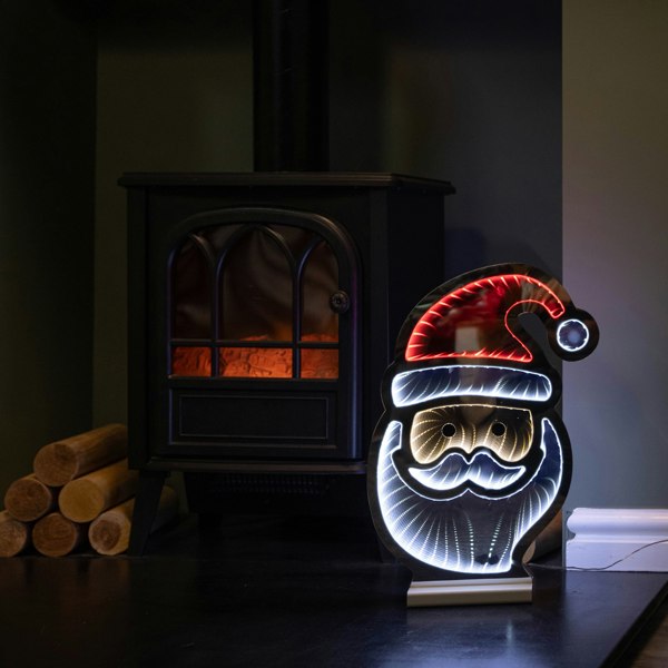Samuel Alexander 40cm Light up Santa's Face Infinity Christmas Decoration with Red and White LEDs