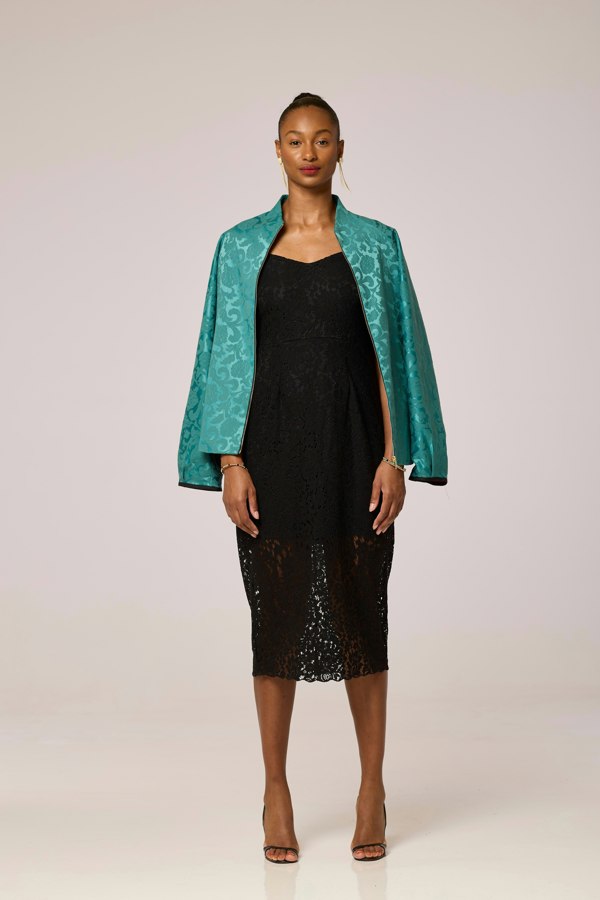 Lioness by TF Elegance Jacquard Jacket - Emerald Green