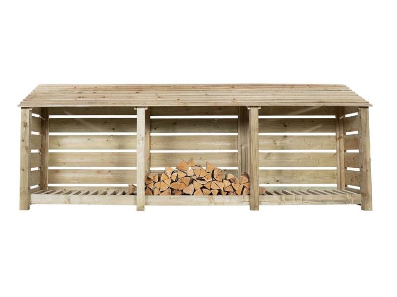 Arbor Garden Solutions Slatted Wooden Log Store W-335cm, H-126cm or 180cm, D-88cm