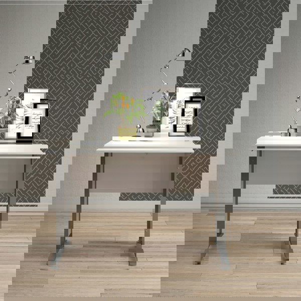 Furniture To Go Prima Desk 120 cm in White with Silver grey steel legs