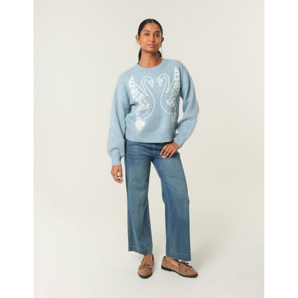 Blue Vanilla Embroidered Design Jumper